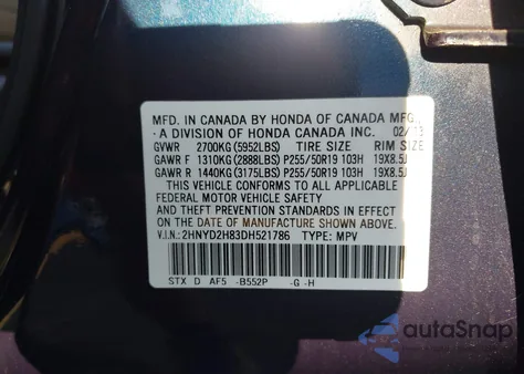 2013 Acura Mdx Advance Package z USA, uszkodzony, nr VIN 2HNYD2H83DH521786